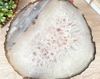 9” EXTRA LARGE Natural Agate Slice, Giant Geode Slice Platter, Agate Slab to Frame