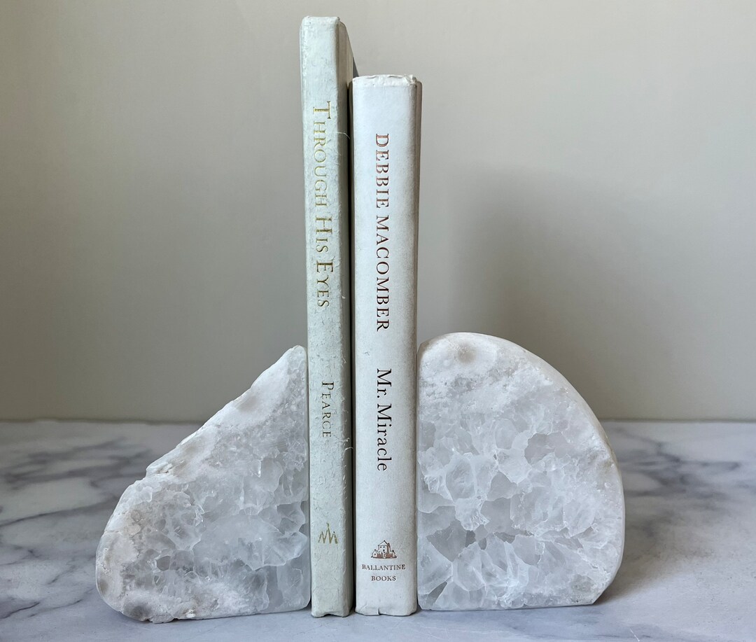 Geode Bookends Quartz Crystal NATURAL White Geode Bookends Etsy
