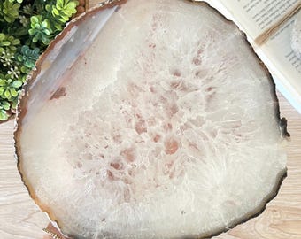 Rebanada extragrande de ágata natural de 8 pulgadas, plato gigante de geoda, losa de ágata para enmarcar.