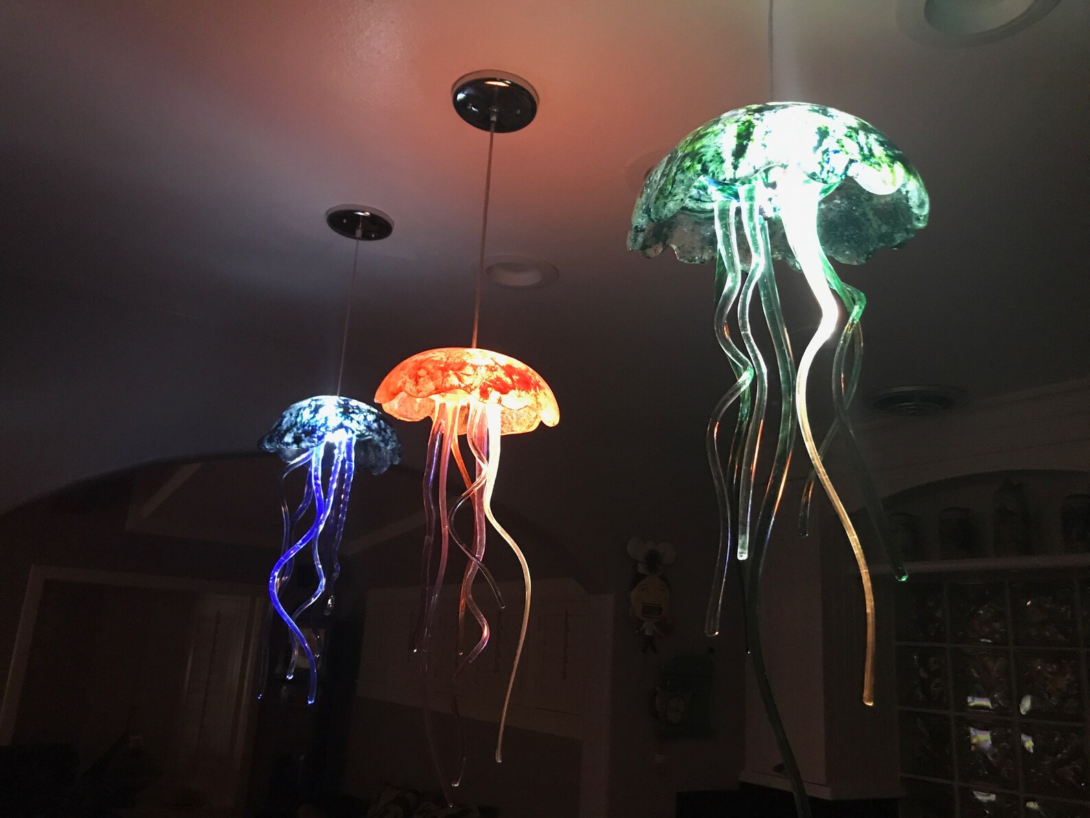 Jellyfish Pendant With Dimmable LED Light Etsy