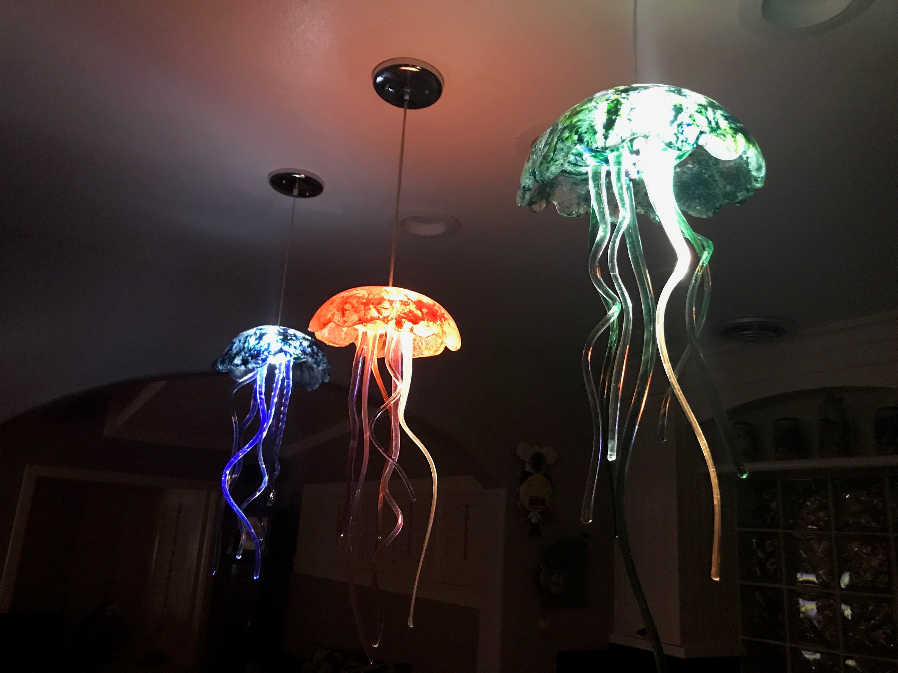 Jellyfish Pendant With Dimmable LED Light Etsy
