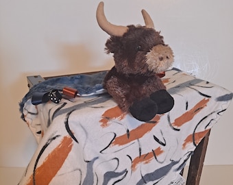 Longhorn cow lovey blanket,  Gender Neutral Security blanket, Stuffed animal lovey, First birthday, Shower gift, Baby gift