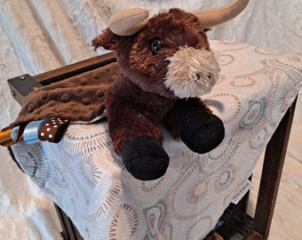 Longhorn cow lovey blanket,  Gender Neutral Security blanket, Stuffed animal lovey, First birthday, Shower gift, Baby gift