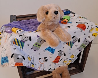 Dog lovey blankie, Security blanket, Stuffed animal lovey, First birthday, Shower gift, Baby gift