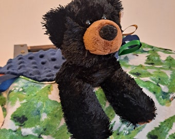 Bear lovey blanket,  Gift for kids,  Gender neutral Security blanket, Stuffed animal lovey, First birthday, Shower gift, Baby gift