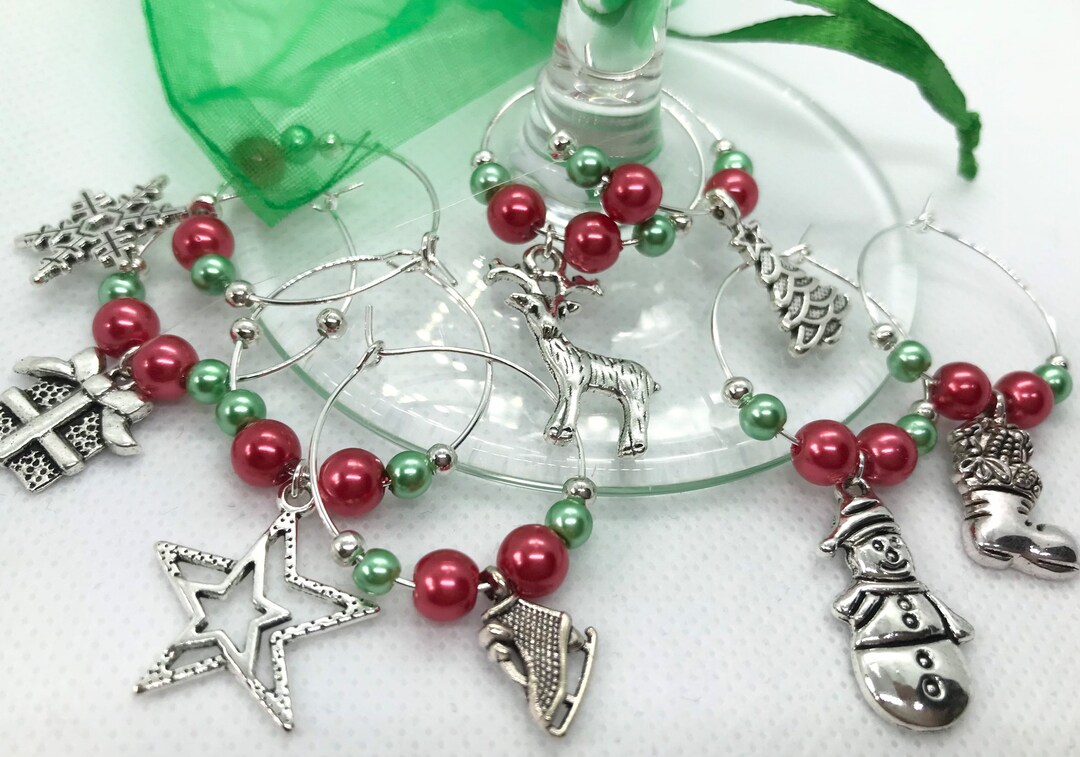 Christmas Wine Glass Charms X 8 Beautiful Drinks Markers Table