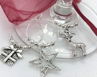 8 x Christmas Gin or Wine Glass Charms Table Decoration