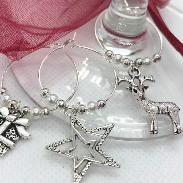 8 x Christmas Gin or Wine Glass Charms Table Decoration