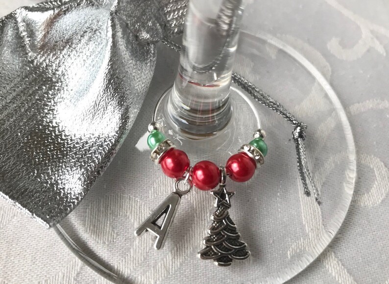 Personalised Christmas Wine Glass Charms Alphabet Letters Etsy UK