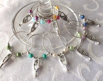 Wine Glass Charms - Prosecco - Champagne x 10 - hen party gift stocking filler secret santa