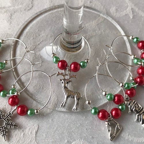 LALANG Wine Glass Charms Handmade Christmas Characters Table decorations gold LALANG Wine Glass Charms Handmade Christmas Characters Table decorations gold