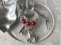 Personalised Christmas Wine Glass Charms Alphabet Mixed Christmas Charms Letters Table Decorations with Red/Green and Silver toned beads