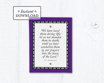 Catholic Mass for the Deceased Explanation Card Instant Download PDF A2 4.25x5.5, All Souls Day, Holy Souls, November