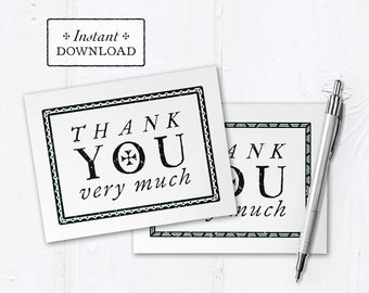 Catholic Thank You Note Black & White Border Instant Download - DIY Downloadable PDF A2 4.25”x5.5"