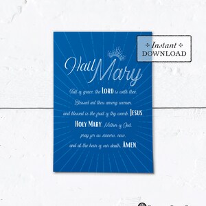 Hail Mary Greeting Card - Mother's Day - Instant Download - DIY Downloadable PDF 5"x7"