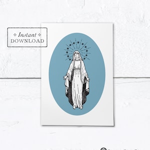Mary Greeting Card - Mother's Day - Instant Download - DIY Downloadable PDF 5"x7"