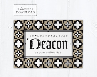 Catholic Diaconate Ordination Card Deacon - Instant Download - DIY Downloadable PDF 5"x7"