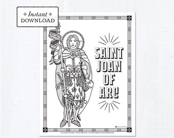 Catholic Coloring Page - Saint Joan of Arc - Catholic Saints - Printable Coloring Page - Digital - PDF