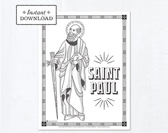 Catholic Coloring Page - Saint Paul - Catholic Saints - Printable Coloring Page - Digital - PDF