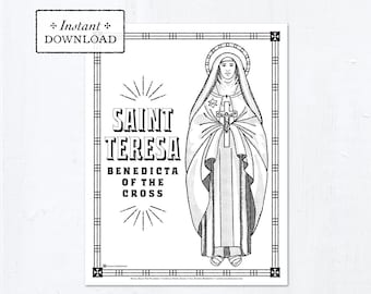 Pagina da colorare cattolica - Santa Teresa Benedetta della Croce (Edith Stein) - Santi cattolici - Pagina da colorare stampabile - Digitale - PDF