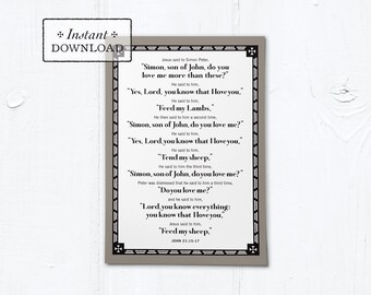 Catholic Priestly Ordination Card Feed My Sheep - Instant Download - DIY Downloadable PDF 5"x7"