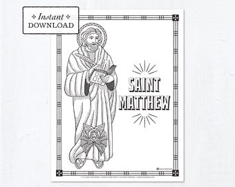 Catholic Coloring Page - Saint Matthew - Catholic Saints - Printable Coloring Page - Digital - PDF