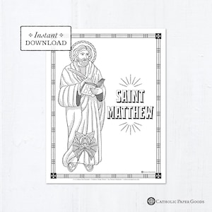 Catholic Coloring Page - Saint Matthew - Catholic Saints - Printable Coloring Page - Digital - PDF