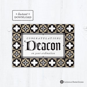 Catholic Diaconate Ordination Card Deacon - Instant Download - DIY Downloadable PDF 5"x7"
