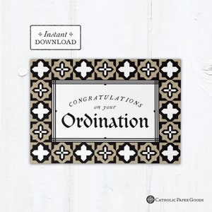 Catholic Ordination Card Priest or Deacon - Instant Download - DIY Downloadable PDF 5"x7"