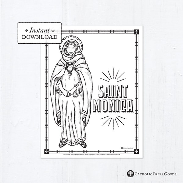 Catholic Coloring Page - Saint Monica - Catholic Saints - Printable Coloring Page - Digital - PDF