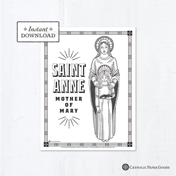 Catholic Coloring Page - Saint Anne - Catholic Saints - Printable Coloring Page - Digital - PDF