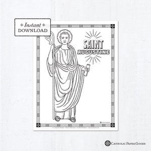 Catholic Coloring Page - Saint Augustine - Catholic Saints - Printable Coloring Page - Digital - PDF