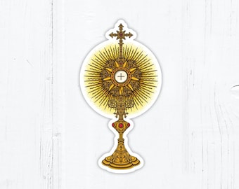 Monstrance Die Cut Vinyl Sticker 3" Peel & Stick Catholic Vinyl Sticker Monstrance Sticker Waterproof Catholic Sticker Decal