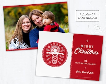 Catholic Christmas Card - Digital Photoshop Christmas Photo Card Template Jesus - DIY - PSD Template - Photo Christmas Card Template