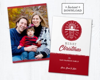 Catholic Christmas Card - Digital Photoshop Christmas Photo Card Template Jesus - DIY - PSD Template - Photo Christmas Card Template