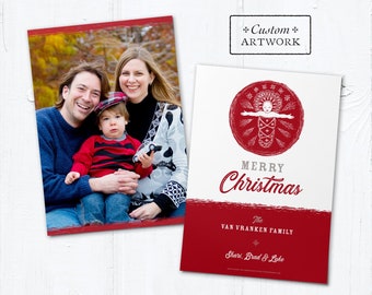 Catholic Christmas Photo Card Customizable Baby Jesus, Print it Yourself, Portrait or Landscape, Printable Template 5x7 Catholic Photo Card