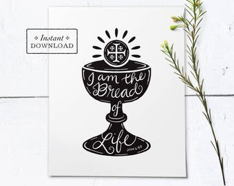 Catholic First Communion Frameable Black & White Art Print - Instant Download - DIY Downloadable PDF 8"x10"