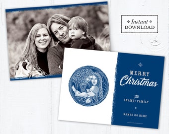 Catholic Christmas Card - Digital Photoshop Christmas Photo Card Template Holy Family - DIY - PSD Template - Photo Christmas Card Template