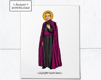 Venerable Fulton Sheen Frameable Art Print - Instant Download - DIY Downloadable PDF 8"x10"