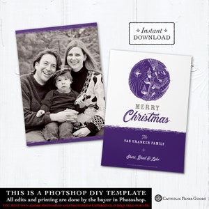 Catholic Christmas Card - Digital Photoshop Christmas Photo Card Template Three Kings - DIY - PSD Template - Photo Christmas Card Template