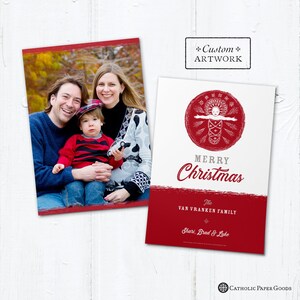 Catholic Christmas Photo Card Customizable Baby Jesus, Print it Yourself, Portrait or Landscape, Printable Template 5x7 Catholic Photo Card