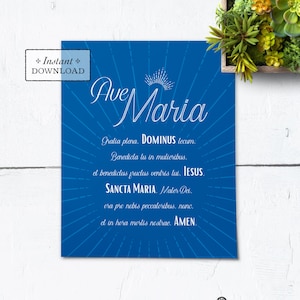 Hail Mary LATIN Frameable Printable Catholic Art Print 8x10 Catholic Decor Dorm Decor Graduation Gift Mother&#39;s Day Gift