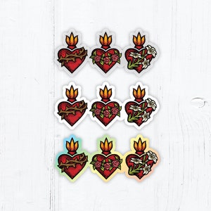 Sacred Heart Trio Vinyl Stickers: Catholic Art Decals, 3 Inch