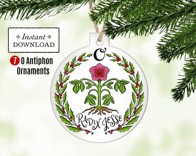 O Antiphons 7 Printable Christmas Ornaments, Catholic Printable Christmas Ornaments, Instant Download, DIY PDF 3.75" Advent Decor