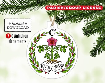 O Antiphons Parish License, 7 Printable Christmas Ornaments, Catholic Printable Christmas Ornaments, Instant Download, PDF 3.75 Advent Decor