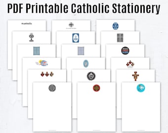 Catholic Letterhead Downloadable PDF 8.5" x 11" Catholic Stationery Downloadable PDF - 18 Different Designs