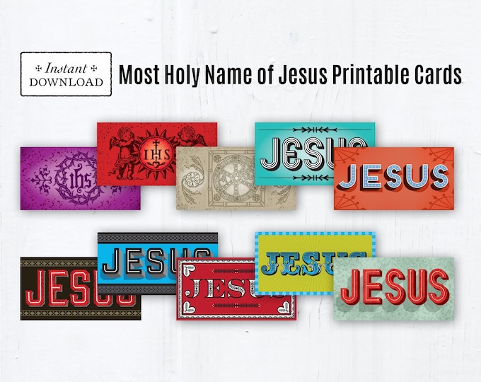 Featured listing image: Holy Name of Jesus Printable Cards: Catholic DIY (Instant Download)