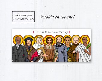 Catholic Saints Father's Day Card Spanish - descarga instantánea - PDF Feliz Día del Padre la tarjeta de felicitación católica en español