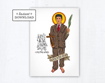 Saint José Sánchez del Río Card - Art Print - Instant Download - DIY Downloadable PDF 5"x7" Catholic Saint Printable Confirmation Gift