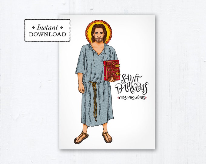 St. Barnabas Card - Art Print - Instant Download - DIY Downloadable PDF 5"x7" Catholic Saint Printable Saint Art Confirmation Gift
